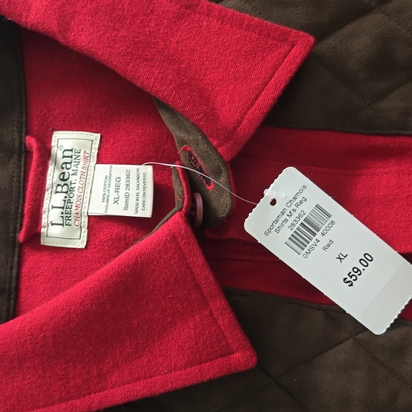 L.L. Bean Men's Red Sportsman Button Up Chamois Shirt With Elbow Patches XL - Picture 6 of 6